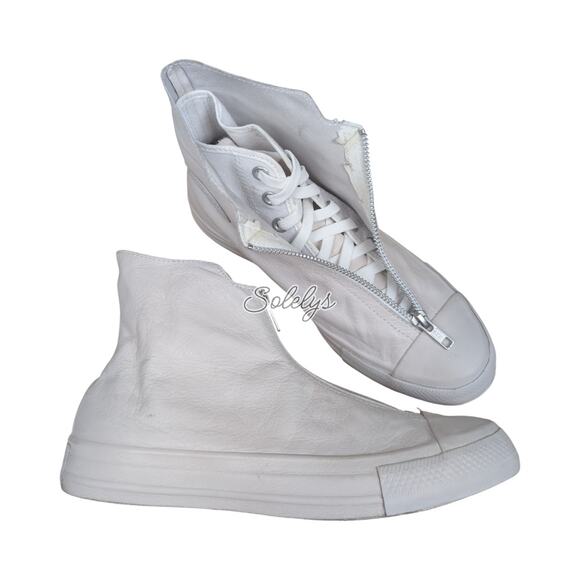 Converse 2015 All Star RARE Shroud Leather Monochrome Zip Lace Sneaker Women 8.5